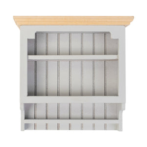 Gray wooden hanging shelf with Miniature Wall Cabinet, perfect for 1:12 scale dollhouse kitchen or cozy bedroom display