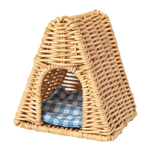 Wicker Dog Bed – 1:12 Scale Dollhouse Pet Furniture Kivvi Tales