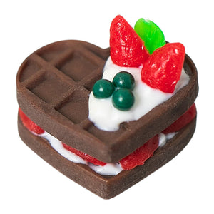 White background image of a miniature dessert displayed on a plate for a 1:12 scale dollhouse scene