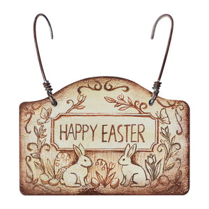 Vintage Handmade Wood Happy Easter Miniature Hanging Plaque – 1:12 Scale Dollhouse Accessories Kivvi Tales