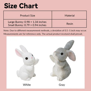 Set of 2 Resin Miniature Bunny Figurines (Mother & Baby) – 1:12 Scale Dollhouse Accessories Kivvi Tales