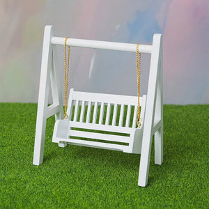 White Wooden Swing – 1:12 Scale Dollhouse Furniture Kivvi Tales