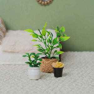 Potted Plant Set (3 pcs) – 1:12 Scale Dollhouse Decor Kivvi Tales