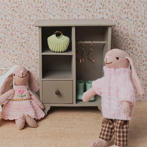 Wooden Wardrobe with 3 Hangers – 1:12 Scale Dollhouse Furniture Kivvi Tales