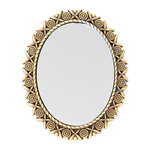 Miniature dressing table vintage oval metal mirror with rose trim, ornate 1:12 scale dollhouse vanity decor for elegant bedrooms