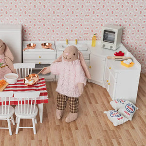 White L-Shaped Kitchen Counter with Sink and Stove – 1:12 Scale Dollhouse Furniture Kivvi Tales