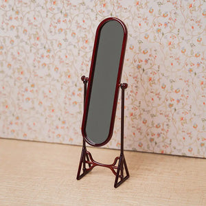 Red-Brown Vintage Cheval Mirror – 1:12 Scale Dollhouse Furniture Kivvi Tales