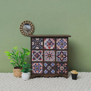 Bohemian Tile Drawer Cabinet – 1:12 Scale Dollhouse Furniture Kivvi Tales