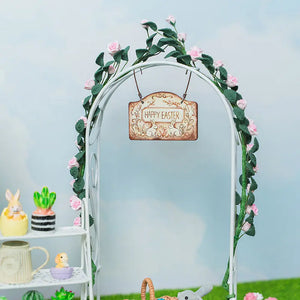 Vintage Handmade Wood Happy Easter Miniature Hanging Plaque – 1:12 Scale Dollhouse Accessories Kivvi Tales