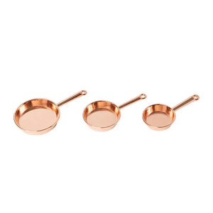 Gold Frying Pan Set (Large, Medium & Small) – 1:12 Scale Dollhouse Kitchen Accessories Kivvi Tales