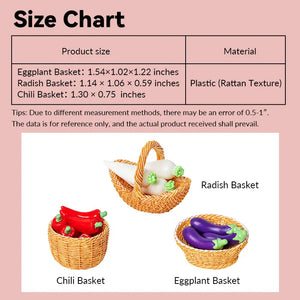 Vegetables and Basket Set – 1:12 Scale Dollhouse Accessories Kivvi Tales