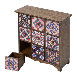 Bohemian Tile Drawer Cabinet – 1:12 Scale Dollhouse Furniture Kivvi Tales