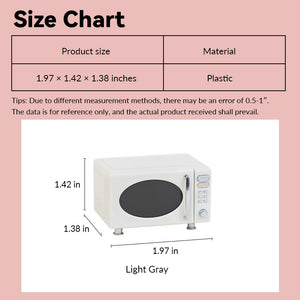 1:12 scale miniature microwave size chart in off-white finish, compact kitchen appliance for countertop or cabinet styling plans