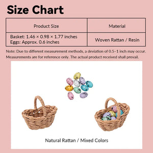 Mini Wicker Basket & Hand-Painted Resin Easter Eggs | Choose from Full Set (Basket + 10 Eggs), Basket Only, or Eggs Only – 1:12 Scale Dollhouse Accessories Kivvi Tales