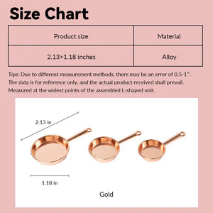 Gold Frying Pan Set (Large, Medium & Small) – 1:12 Scale Dollhouse Kitchen Accessories Kivvi Tales