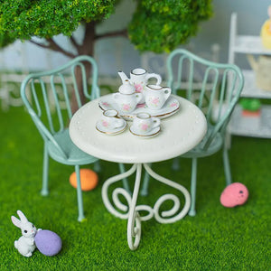 Metal Miniature Garden Table & Chairs– 1:12 Scale Dollhouse Furniture Kivvi Tales