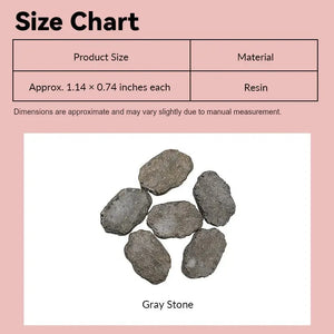 Miniature stepping stones size chart showing gray slate path pieces in 1:12 scale