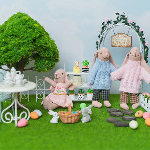 Limited Edition Easter Bunny Family Garden Egg Hunt Set – 1:12 Scale Dollhouse Miniature Story-Box Kivvi Tales