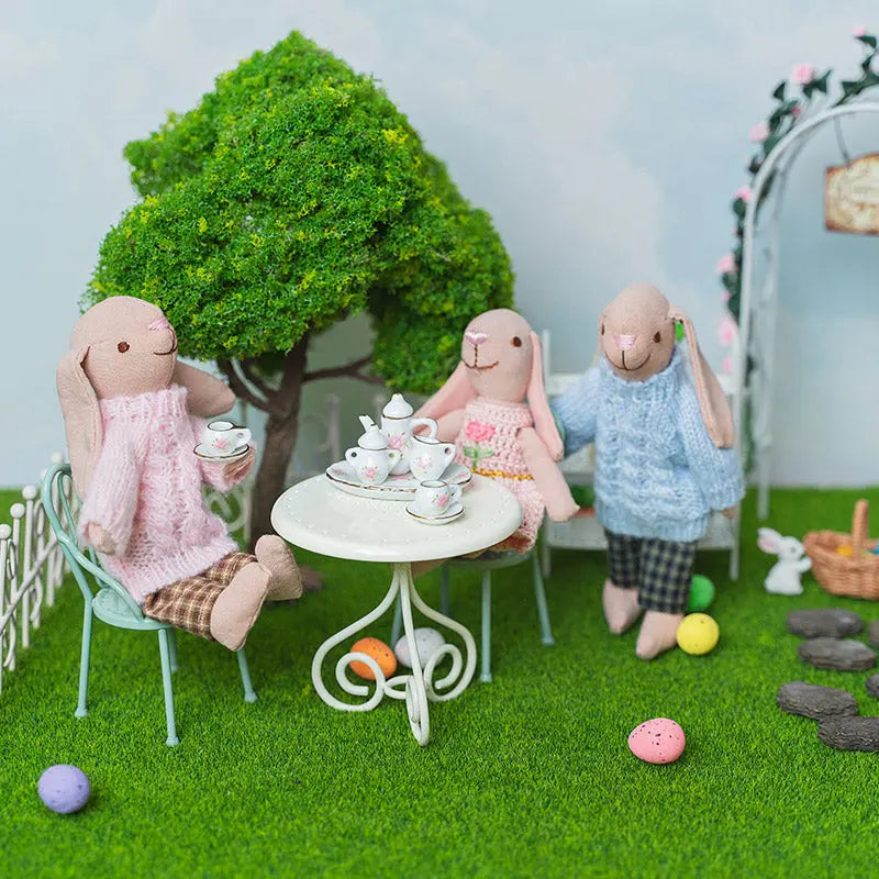 Limited Edition Easter Bunny Family Garden Egg Hunt Set – 1:12 Scale Dollhouse Miniature Story-Box Kivvi Tales