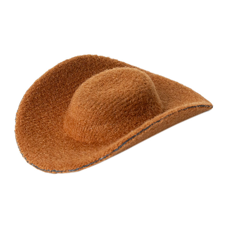 Brown Felt Cowboy Hat – 1:12 Scale Dollhouse Accessories