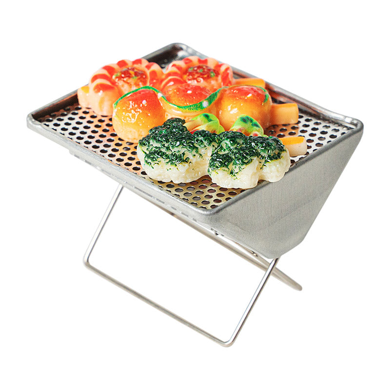 BBQ Grill & Skewer Set | Choose from Full Set (Grill + 3 Skewers), Grill Only, or Skewers Only – 1:12 Scale Dollhouse Accessories