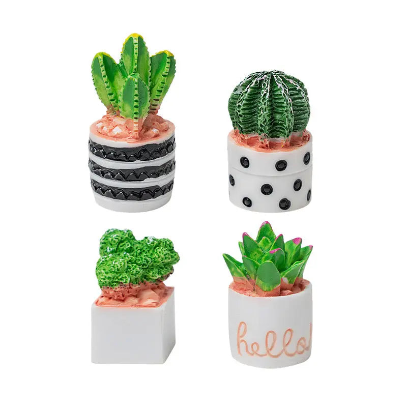 Set of 4 Assorted Miniature Resin Potted Plants – 1:12 Scale Dollhouse Accessories Kivvi Tales