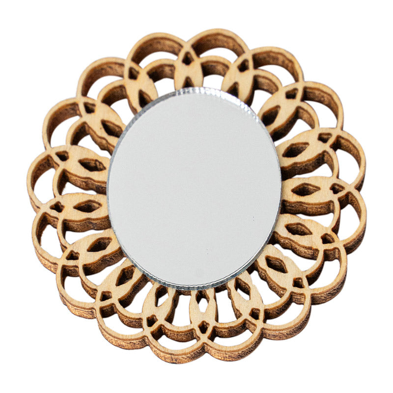 Bohemian Wooden Wall Mirror – 1:12 Scale Dollhouse Decor