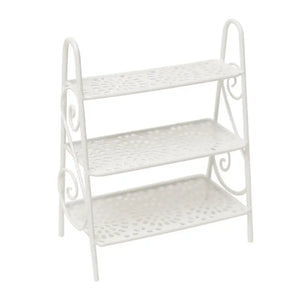 White 3-Tier Metal Plant Stand Miniature – 1:12 Scale Dollhouse Accessories Kivvi Tales