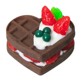 White background image of a miniature dessert displayed on a plate for a 1:12 scale dollhouse scene