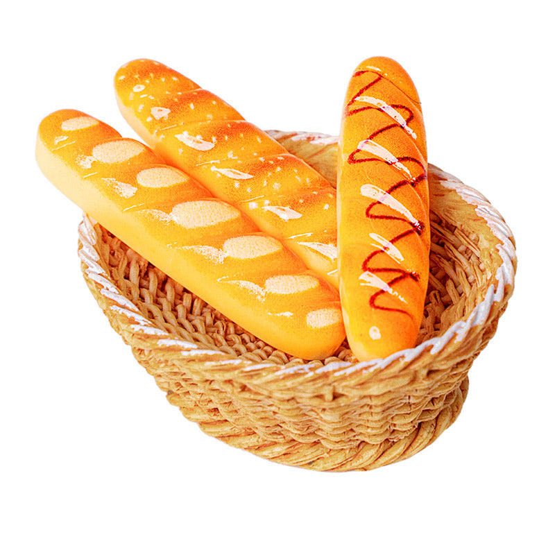Baguette Bread and Basket Set – 1:12 Scale Dollhouse Accessories