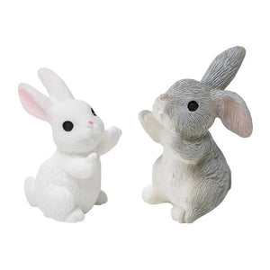 Set of  2 Resin Miniature Bunny Figurines (Mother & Baby) – 1:12 Scale Dollhouse Accessories Kivvi Tales