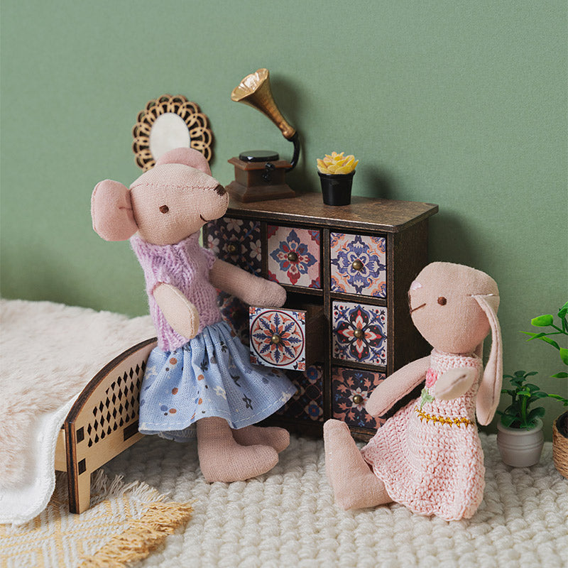 Bohemian Tile Drawer Cabinet – 1:12 Scale Dollhouse Furniture