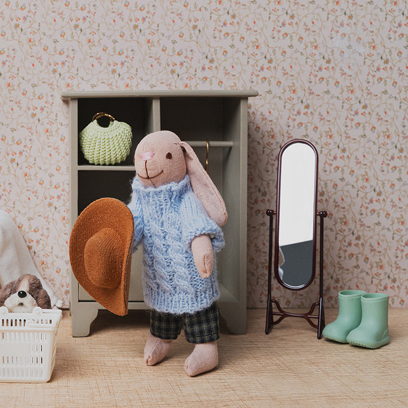 Red-Brown Vintage Cheval Mirror – 1:12 Scale Dollhouse Furniture