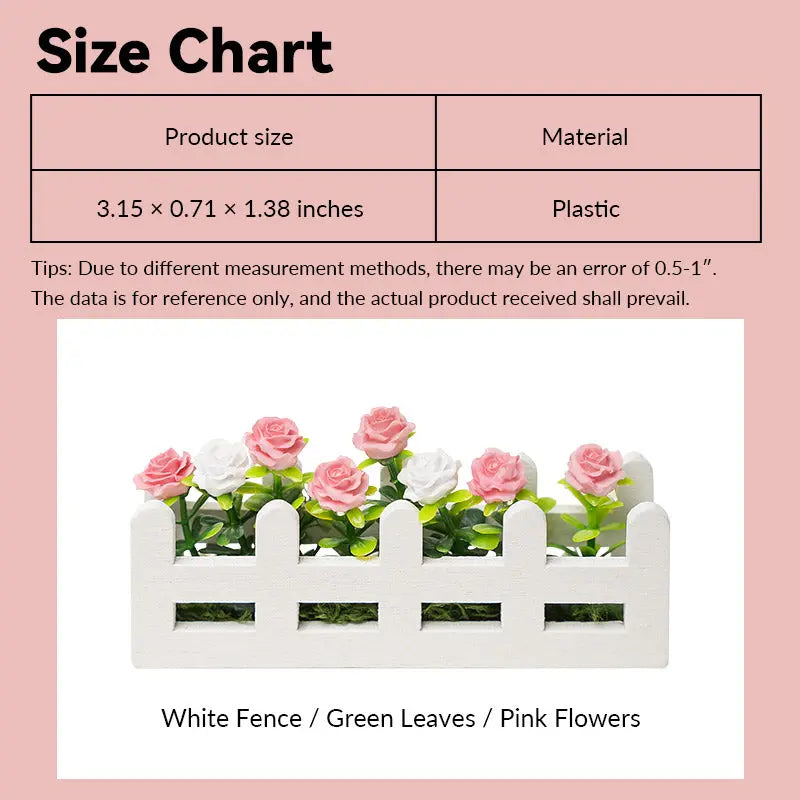 White Wood Fence with Roses (2-Pack)  – 1:12 Scale Dollhouse Accessories Kivvi Tales