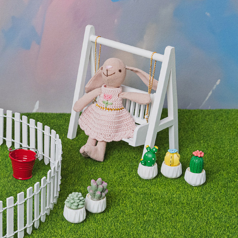 White Wooden Swing – 1:12 Scale Dollhouse Furniture