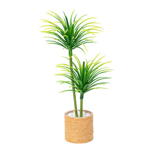 Dollhouse Miniature Plants Dracaena in woven planter, elegant 1:12 scale potted tree for modern miniature rooms