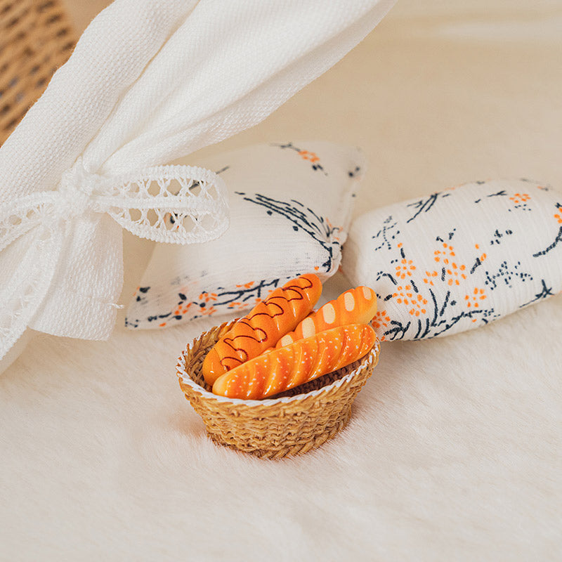 Baguette Bread and Basket Set – 1:12 Scale Dollhouse Accessories