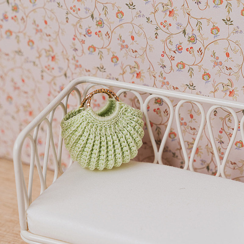 Green Crochet Handbag – 1:12 Scale Dollhouse Accessories