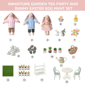 Limited Edition Easter Bunny Family Garden Egg Hunt Set – 1:12 Scale Dollhouse Miniature Story-Box Kivvi Tales