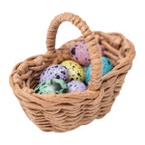 Mini Wicker Basket & Hand-Painted Resin Easter Eggs | Choose from Full Set (Basket + 10 Eggs), Basket Only, or Eggs Only – 1:12 Scale Dollhouse Accessories Kivvi Tales