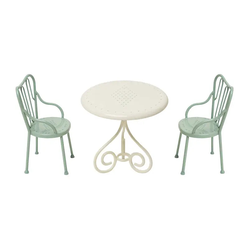 Metal Miniature Garden Table & Chairs– 1:12 Scale Dollhouse Furniture Kivvi Tales