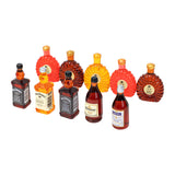 Miniature wine bottles set of 10 in assorted colors, tiny dollhouse bar accessories for dining table, cabinet shelves, or festive party scenes