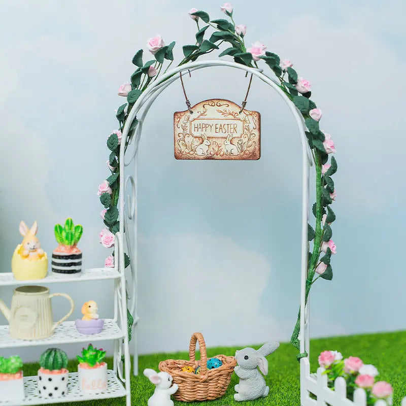 White Metal Miniature Garden Arbor (Fairy Tale Style) – 1:12 Scale Dollhouse Accessories Kivvi Tales