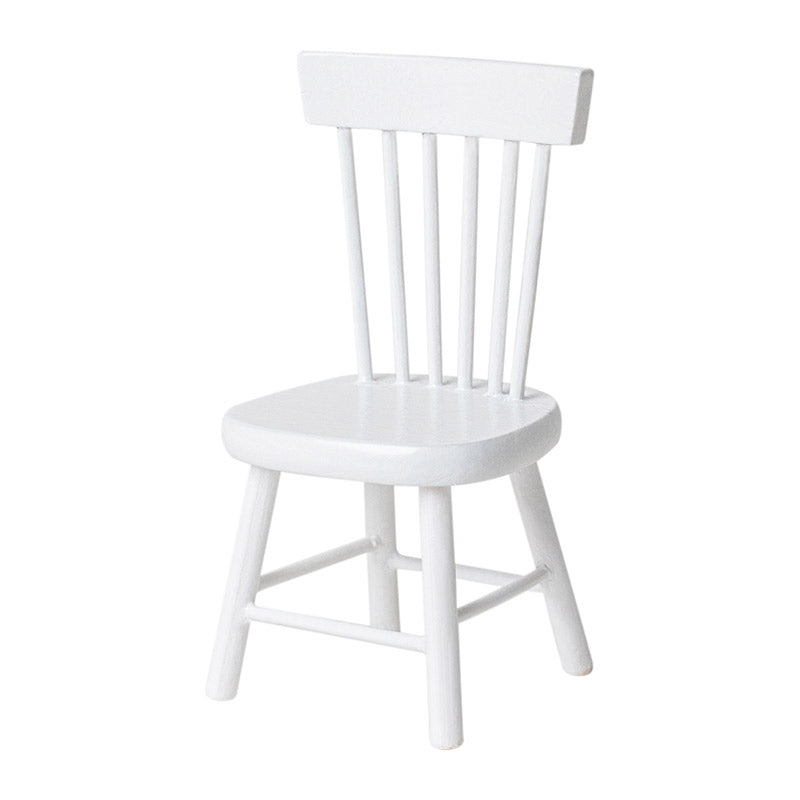 White Square Dining Table & Windsor Chair | Choose from Dining Set (with Red Checkered Tablecloth), Table Only, or Chair Only – 1:12 Scale Dollhouse Furniture