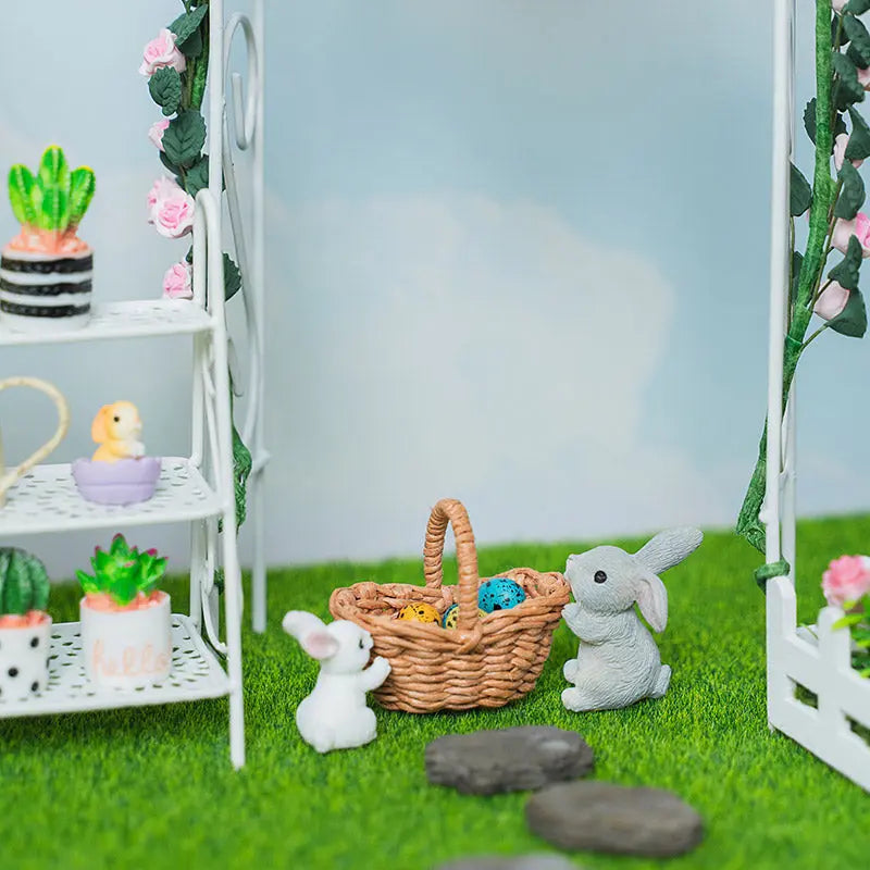 Set of  2 Resin Miniature Bunny Figurines (Mother & Baby) – 1:12 Scale Dollhouse Accessories Kivvi Tales