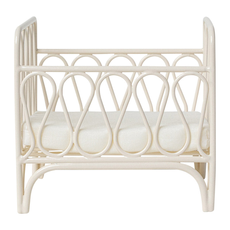 White Metal Baby Crib – 1:12 Scale Dollhouse Furniture