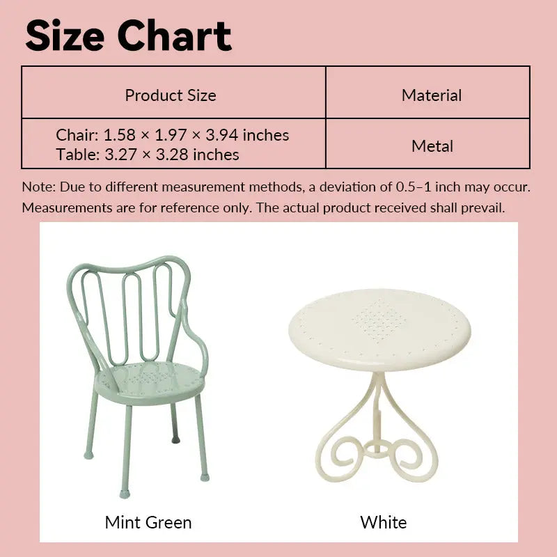 Metal Miniature Garden Table & Chairs– 1:12 Scale Dollhouse Furniture Kivvi Tales