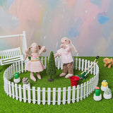 1:12 scale dollhouse **Miniature garden accessories** set with white picket fence and rabbit figurines.