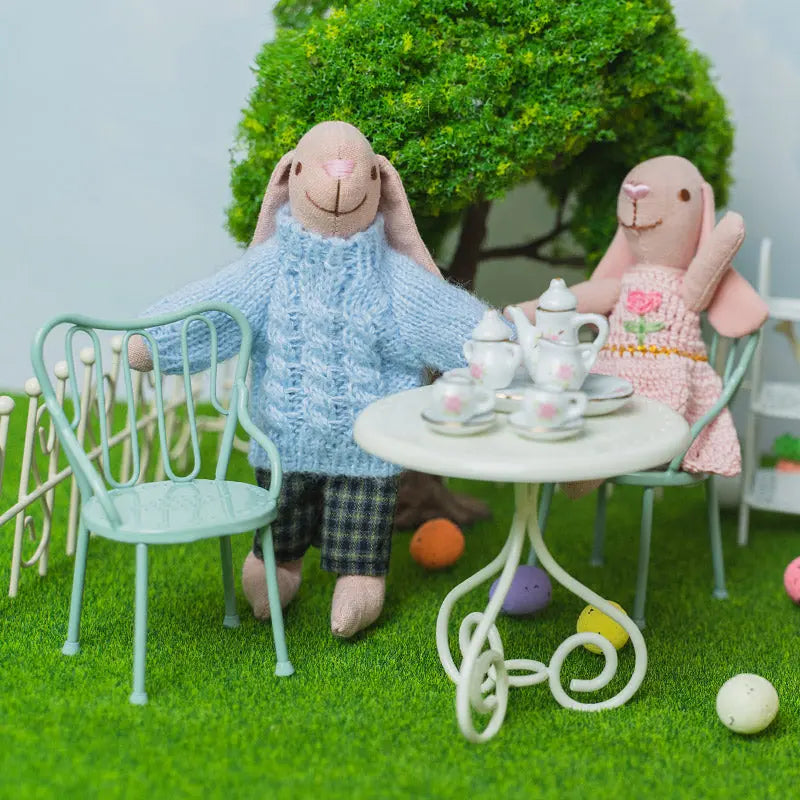 Metal Miniature Garden Table & Chairs– 1:12 Scale Dollhouse Furniture Kivvi Tales