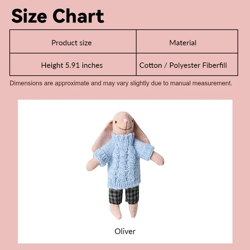 6 inch Bunny Dad Oliver – Figure for 1:12 Scale Dollhouse Scenes Kivvi Tales